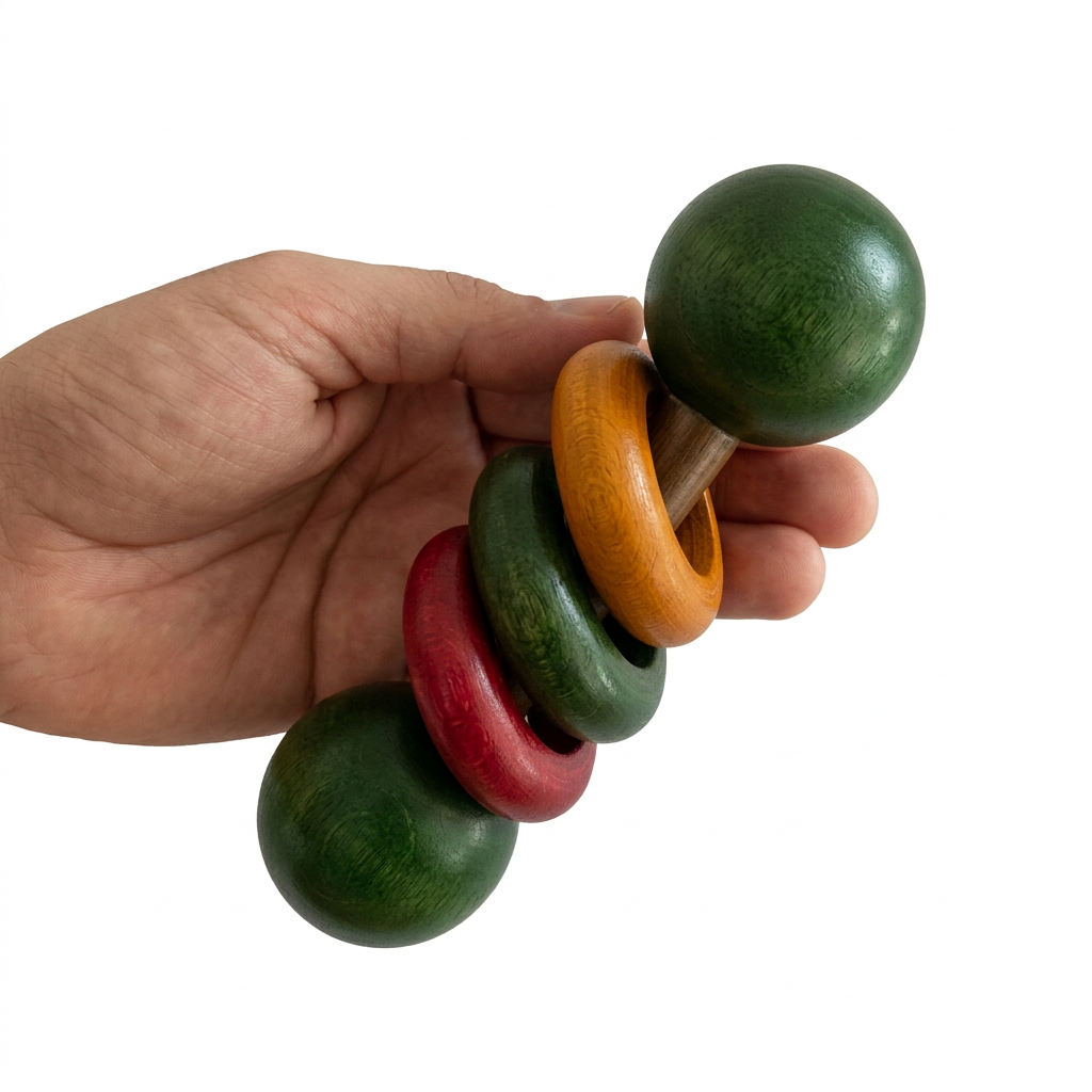 Wooden Rattles Jumbo Combo Sensory Motor Skills Active Play Montessori (Set of 7) - WeToyToy