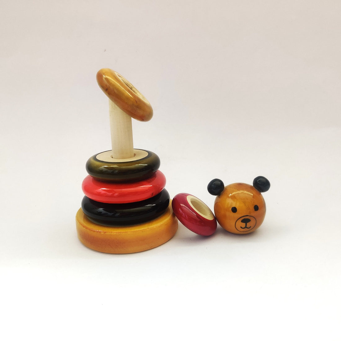 Wooden Colourful Educational Bhalu Bear Ring Stacker Montessori