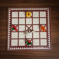 Board game with colorful markers on a gray background