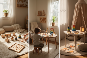 a Visual showing wooden toys are used in therapy rooms, home learning spaces, and calming corners. Simple tools that make a big difference in everyday routines.
