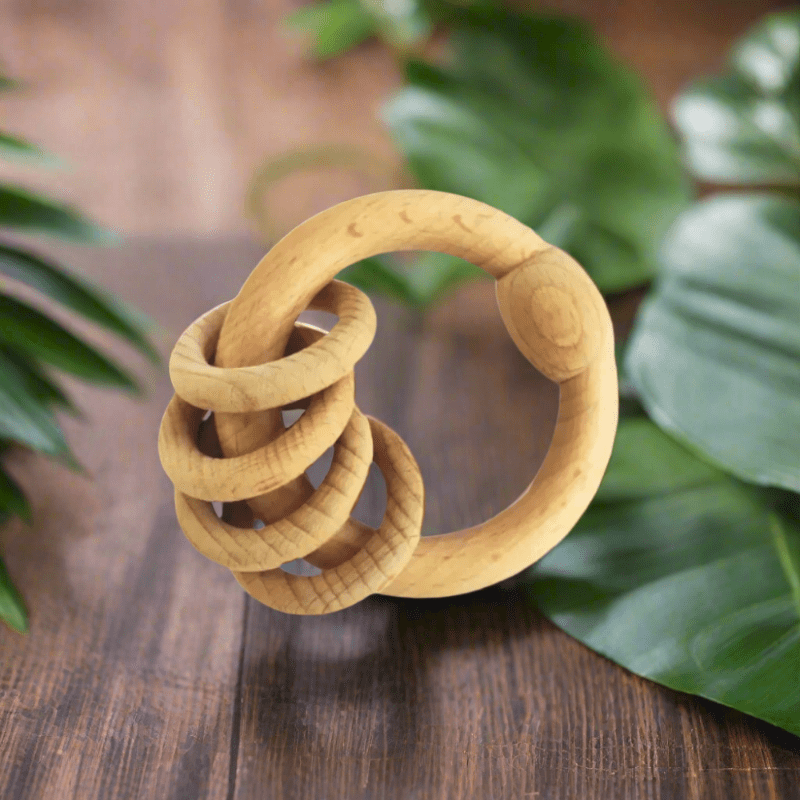 Bangle Teether Wooden Sensory Organic Chemical Free Natural - WeToyToy