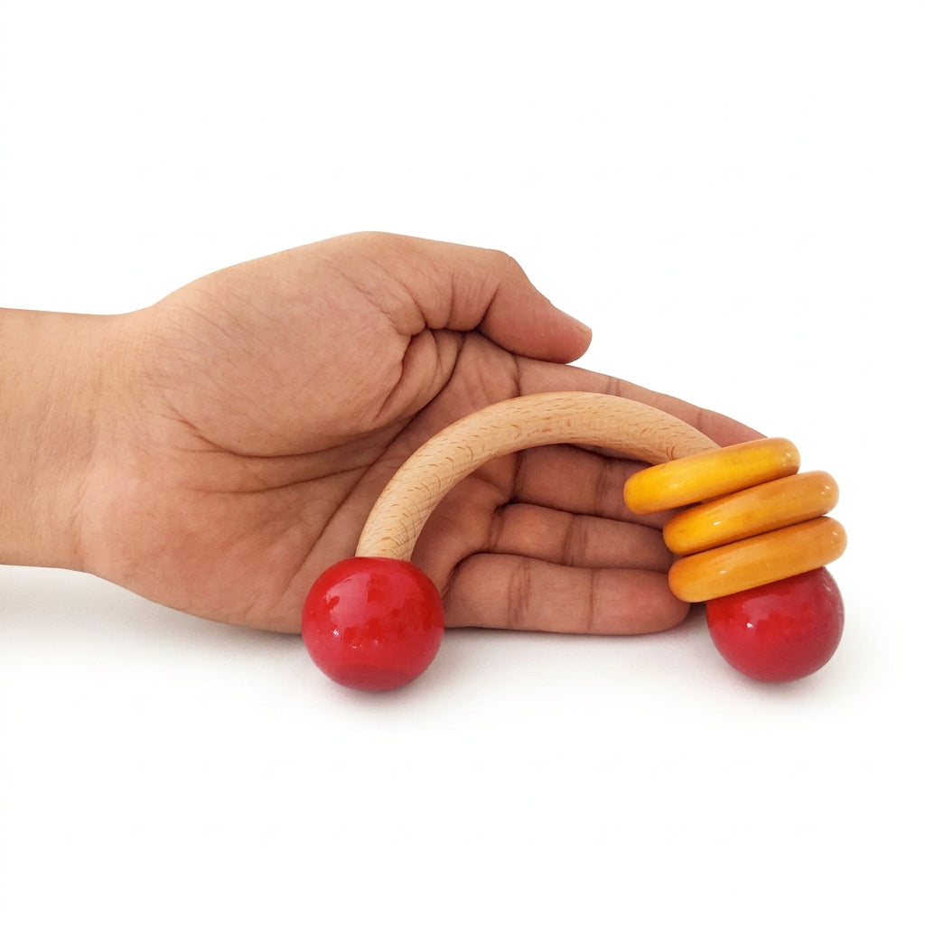 Wooden Cresent Abacus Rattle Educational Handmade Toy Montessori - WeToyToy