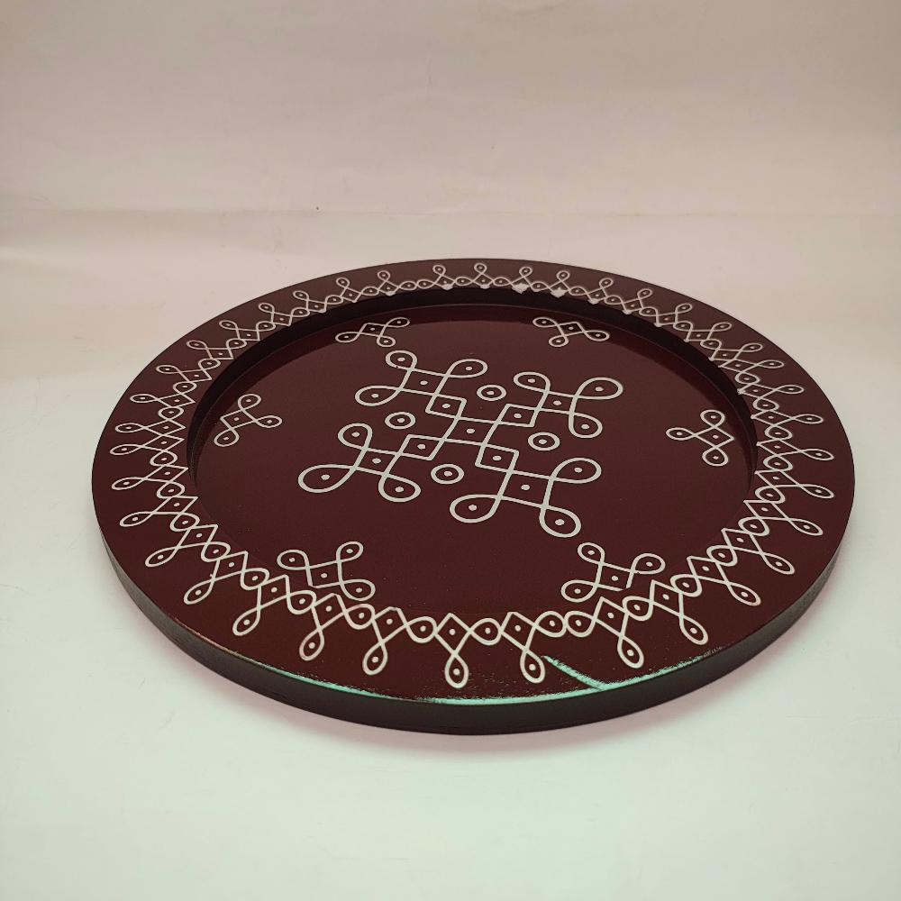 Rangoli Pooja Thali | Kolam Pooja Tray Décor Traditional - WeToyToy Brown