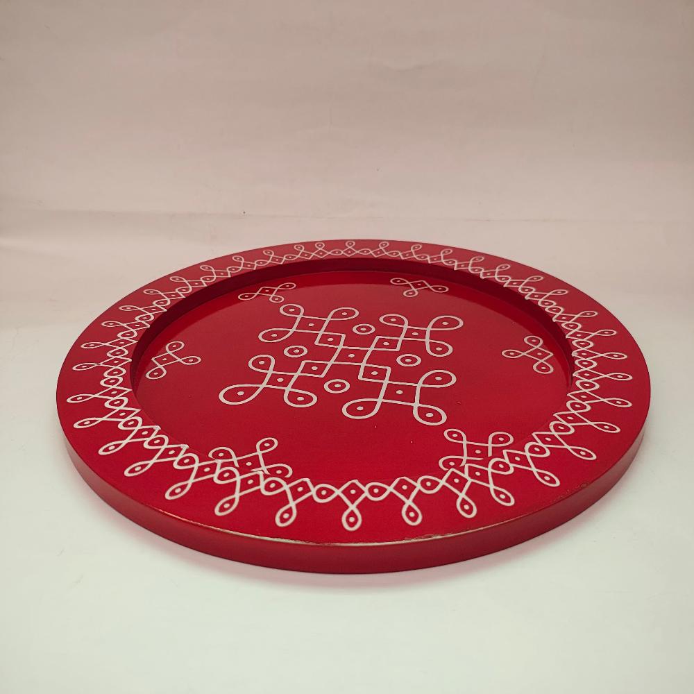 Rangoli Pooja Thali | Kolam Pooja Tray Décor Traditional - WeToyToy Red