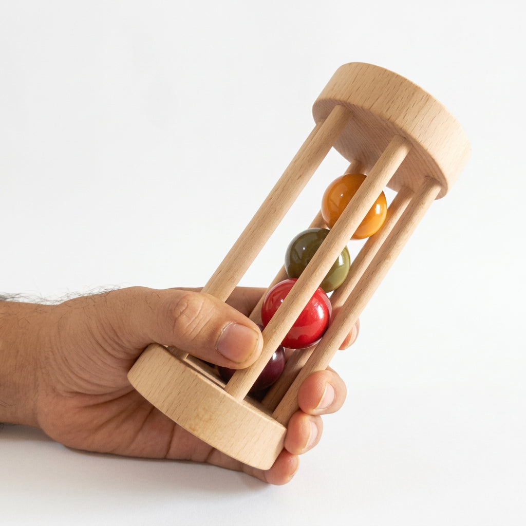 Wooden Rolling Rattle Baby Rattle - WeToyToy