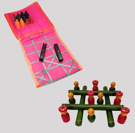 Traditional Strategy Game Chausar Fun Pagade with 3D Tic Tac Toe Joycombo (Set of 2) - WeToyToy