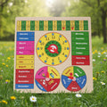 Children's educational calendar board with colorful months, seasons, and days of the week.