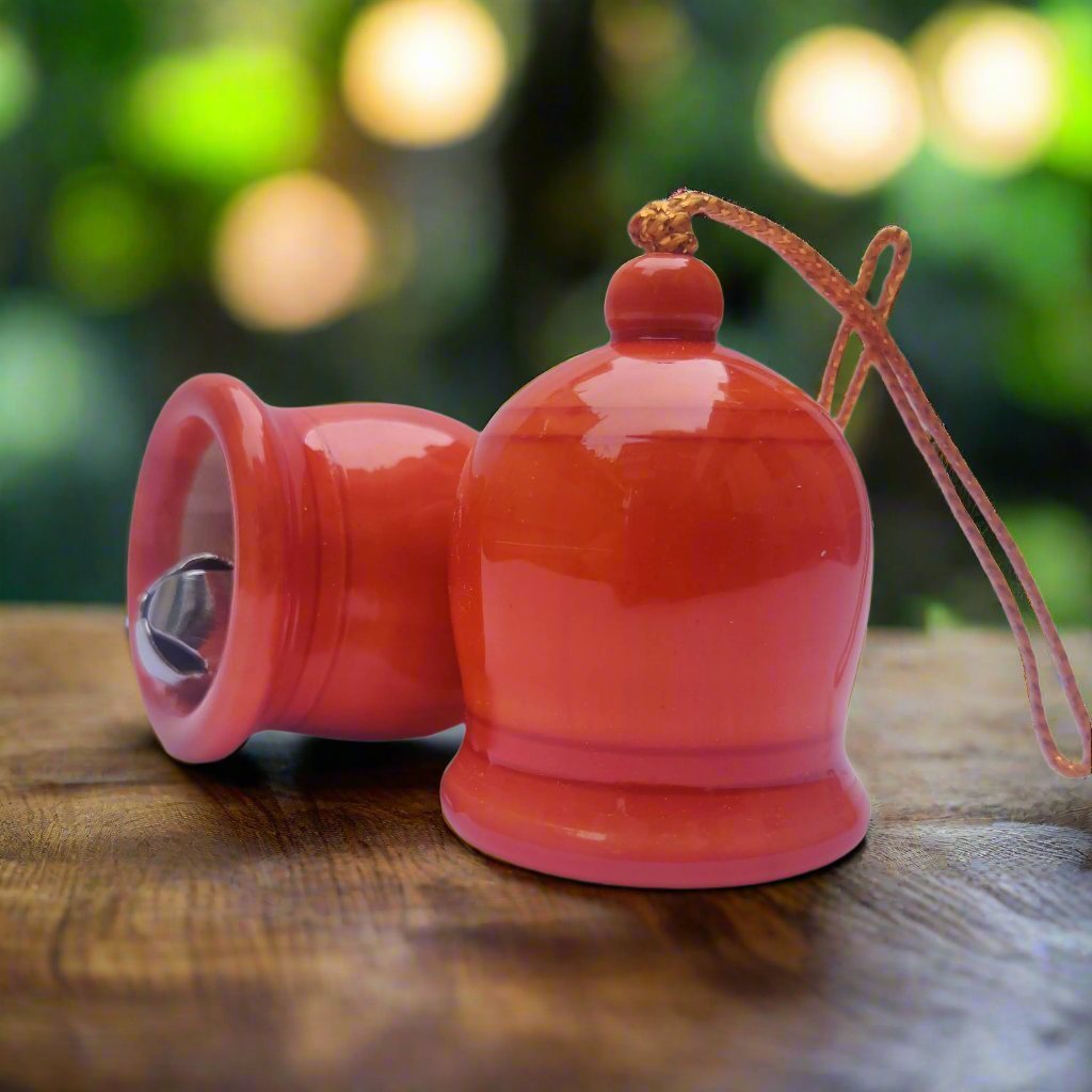 Wooden Bells Pairs Traditional Door Hanging Gifting Décor/ Set of 2 - WeToyToy Orange