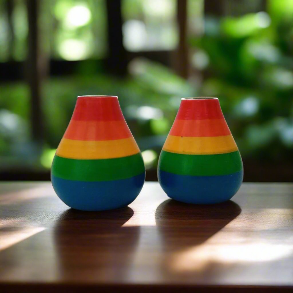 Wooden Décor Colourful Pots Miniature Traditional Art Sustainable Non - Toxic - Multicolour - WeToyToy Green Extra Small