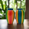 Wooden Décor Colourful Pots Miniature Traditional Art Sustainable Non - Toxic - Multicolour - WeToyToy Rainbow Small