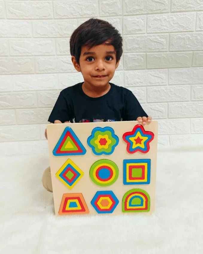 Wooden Geometric Shapes Puzzle Learning Toy (Big Size) - WeToyToy 9 - shapes