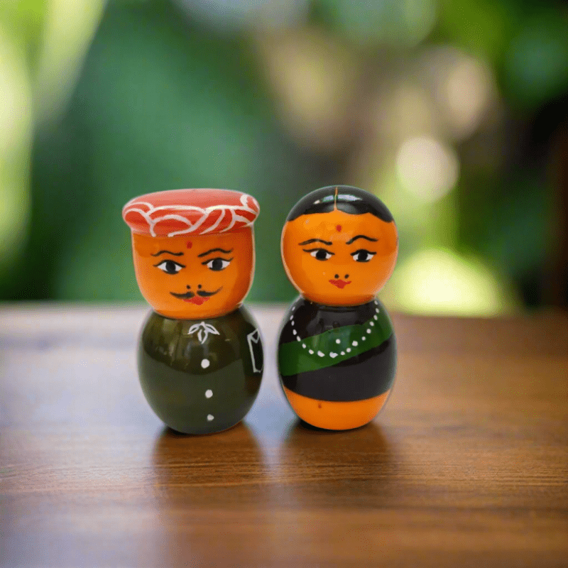 Wooden Golu Molu Couple Dolls Pair - WeToyToy