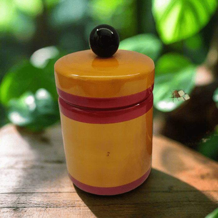 Wooden Jar with Lid Décor Gifting Non Toxic Paint | Eco friendly - WeToyToy Yellow