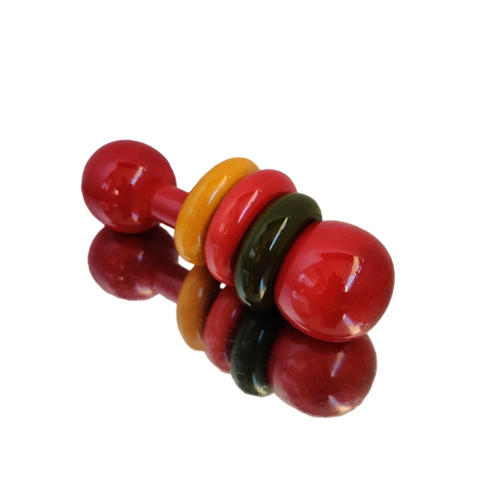 Wooden Non Toxic Natural Dumble Abacus Rattle Montessori - WeToyToy Red