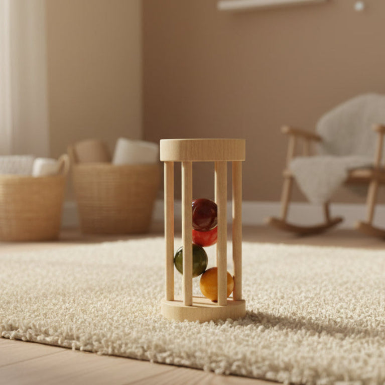 Wooden Rolling Rattle Baby Rattle - WeToyToy